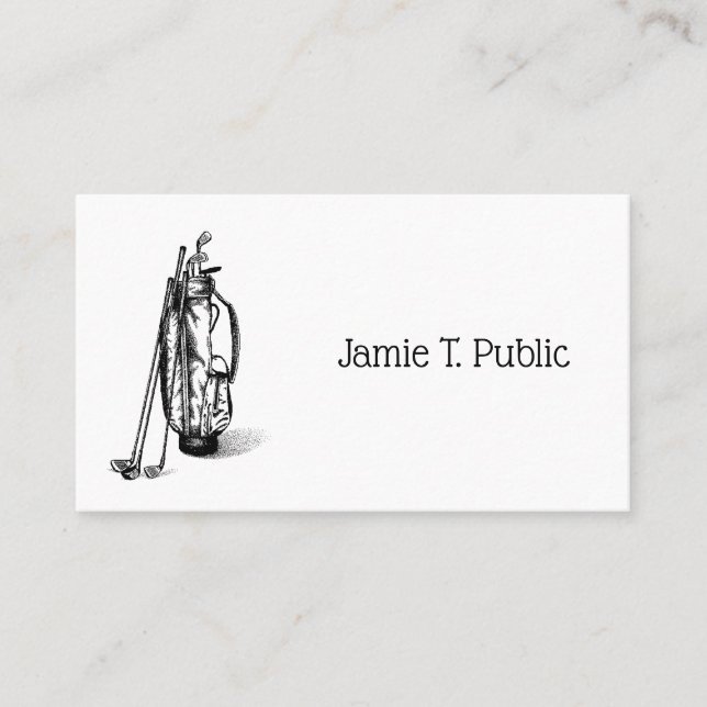 Golf Bag Golf Clubs Black Business Card (Front)