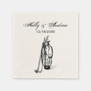 Golf Bag Golf Clubs Black Napkin