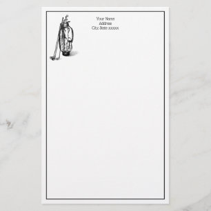 Golf Bag Golf Clubs Black Stationery