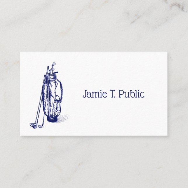 Golf Bag Golf Clubs Blue Business Card (Front)