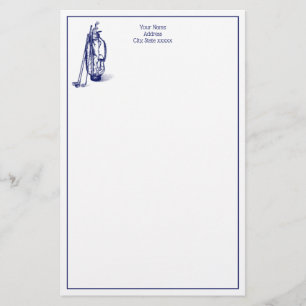 Golf Bag Golf Clubs Blue Stationery