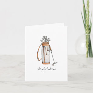 Golf bag golfers folded Thank You Card