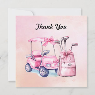 Golf  Bag in Pink Themed for Girl  Thank You Card