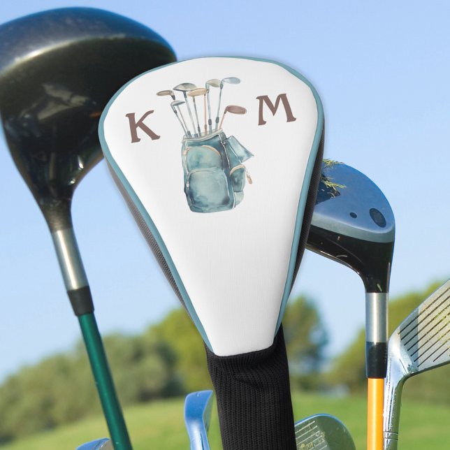 Golf Bag Monogram Personalise Modern Casual Driver Head Cover (Creator Uploaded)