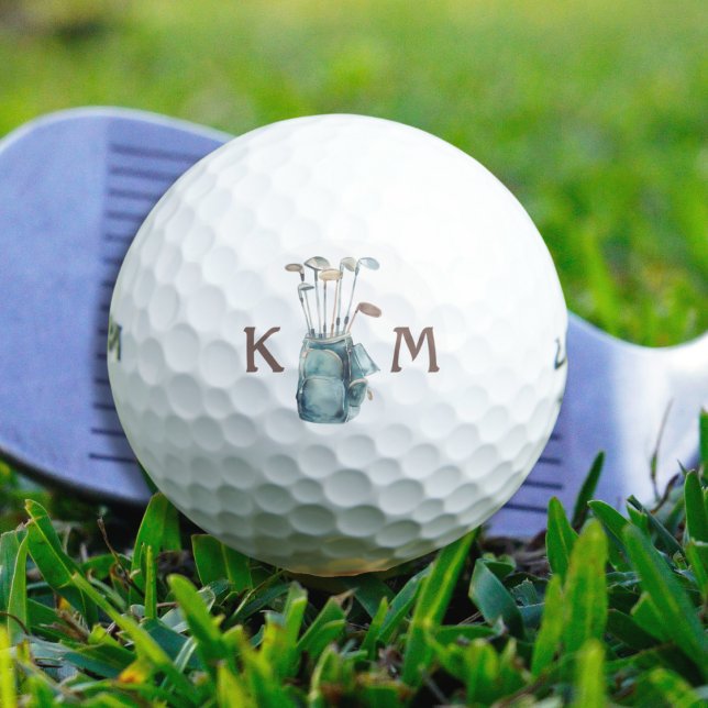 Golf Bag Monogram Personalised Modern Casual Golf Balls (Creator Uploaded)