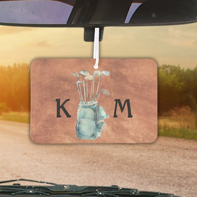 Golf Bag Monogram Personalised Modern Golfer Car Air Freshener (Creator Uploaded)