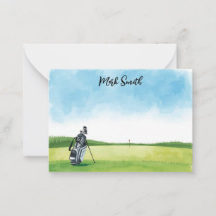 Golf Bag on the Course with Name for Golfer Card