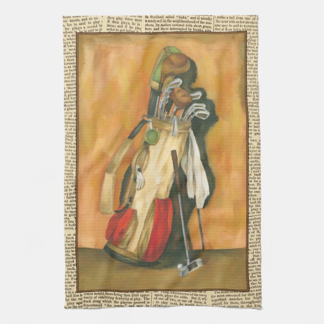 Golf Bag with Glove by Jennifer Goldberger Tea Towel (Vertical)