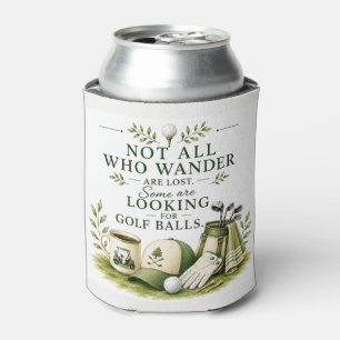 Golf bag with text on green can cooler