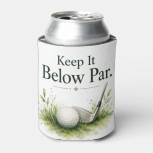 Golf bag with text on green can cooler