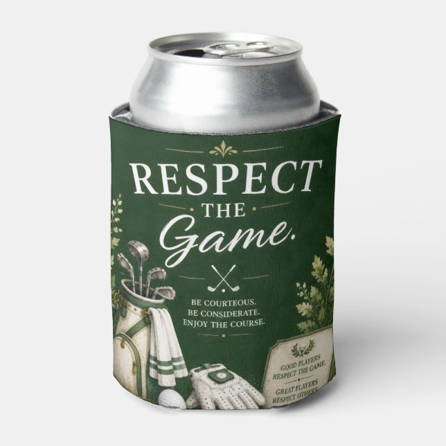 Golf bag with text on green can cooler (Can Front)