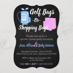Golf Bags or Shopping Bags Gender Reveal Invite