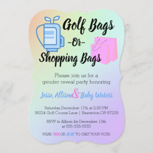 Golf Bags or Shopping Bags Gender Reveal Invite