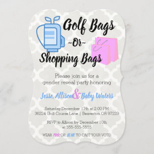 Golf Bags or Shopping Bags Gender Reveal Invite