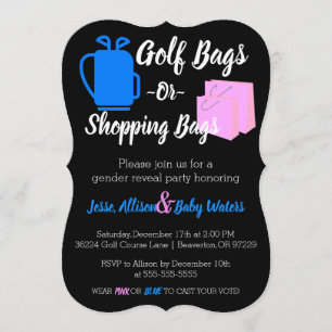 Golf Bags or Shopping Bags Gender Reveal Invite