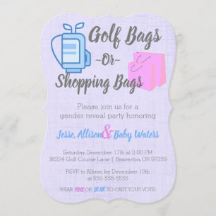 Golf Bags or Shopping Bags Gender Reveal Invite