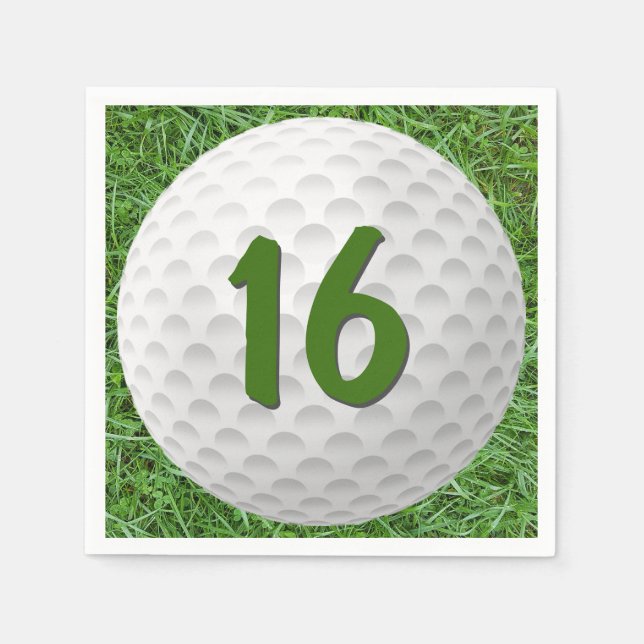 Golf Ball 16th Birthday Napkins (Front)