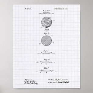 Golf Ball 1908 Patent Art - Lined Peper Poster