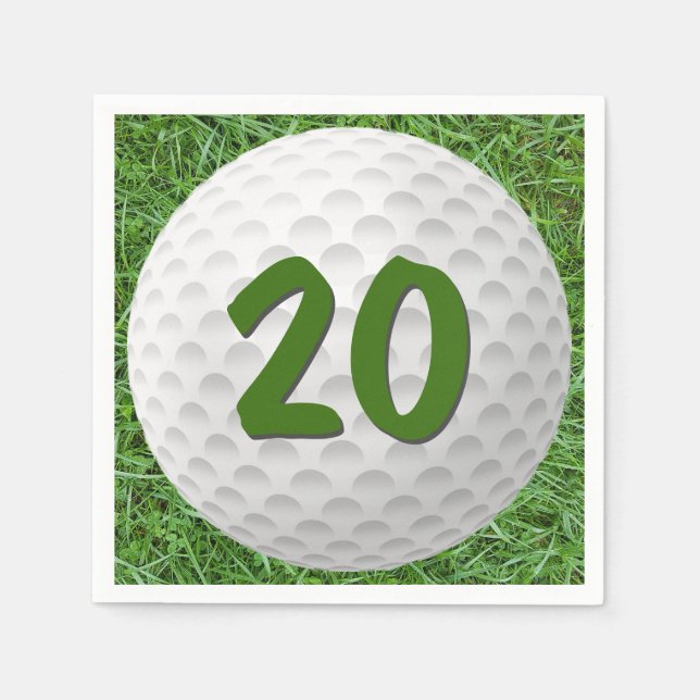 Golf Ball 20th Birthday Napkins (Front)