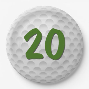 Golf Ball 20th Birthday  Paper Plate