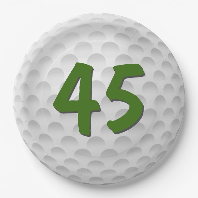 Golf Ball 45th Birthday  Paper Plate (Front)