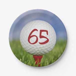 Golf ball 65th birthday paper plate