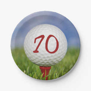 Golf ball 70th birthday paper plate