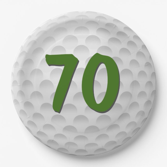 Golf Ball 70th Birthday  Paper Plate (Front)