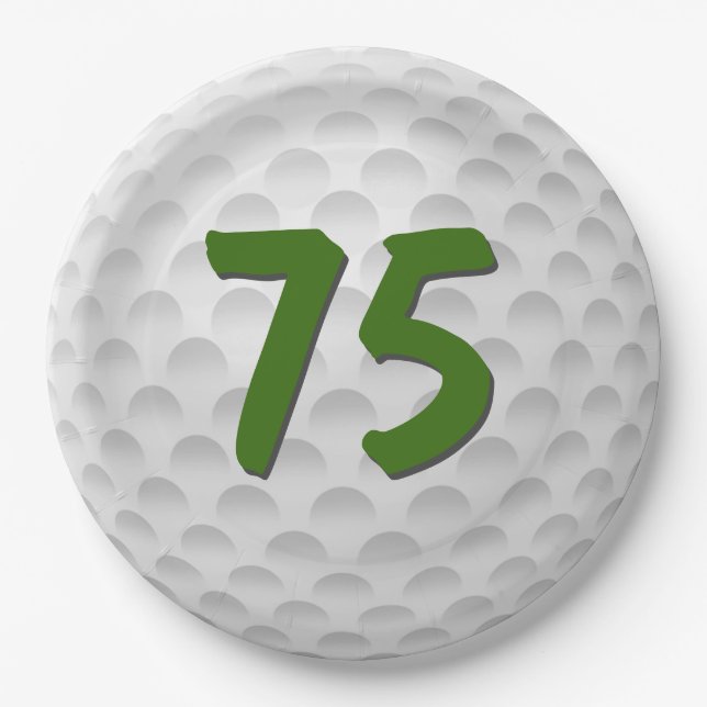Golf Ball 75th Birthday  Paper Plate (Front)