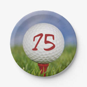 Golf ball 75th birthday paper plate