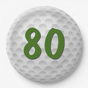 Golf Ball 80th Birthday  Paper Plate