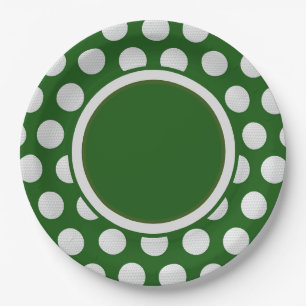 Golf ball all over on green background paper plate
