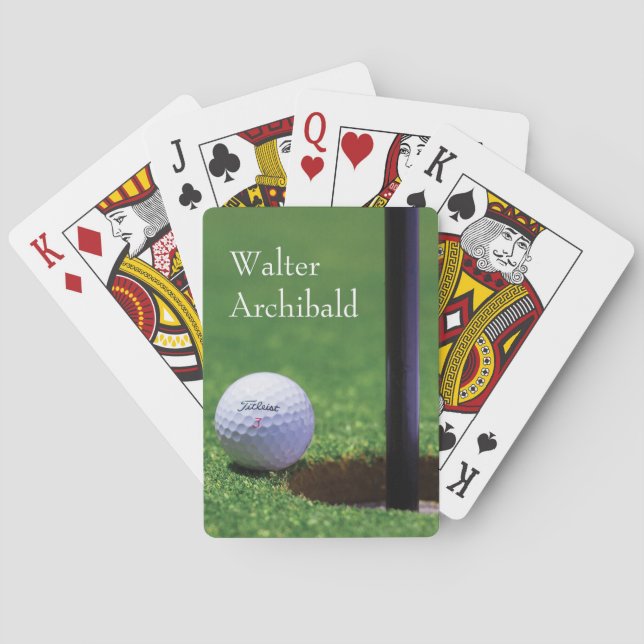 Golf Ball almost hole-in-one Personalise Playing Cards (Back)