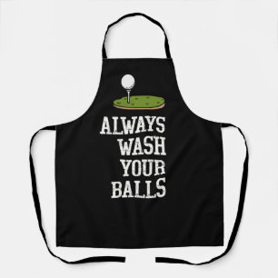 Golf ball always wash your balls apron