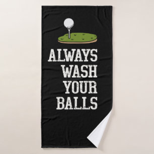 Golf ball always wash your balls bath towel