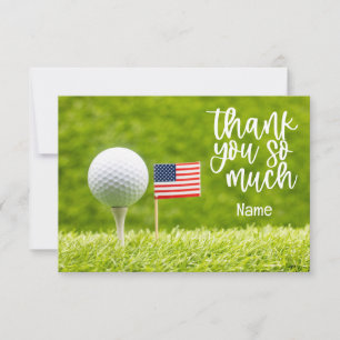  Golf ball and American flag  Thank You Card