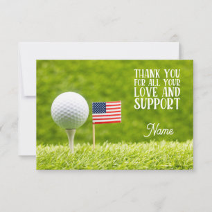  Golf ball and American flag  Thank You Card