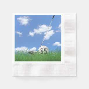 golf ball and club for 65th birthday napkin