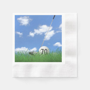golf ball and club for 70th birthday napkin