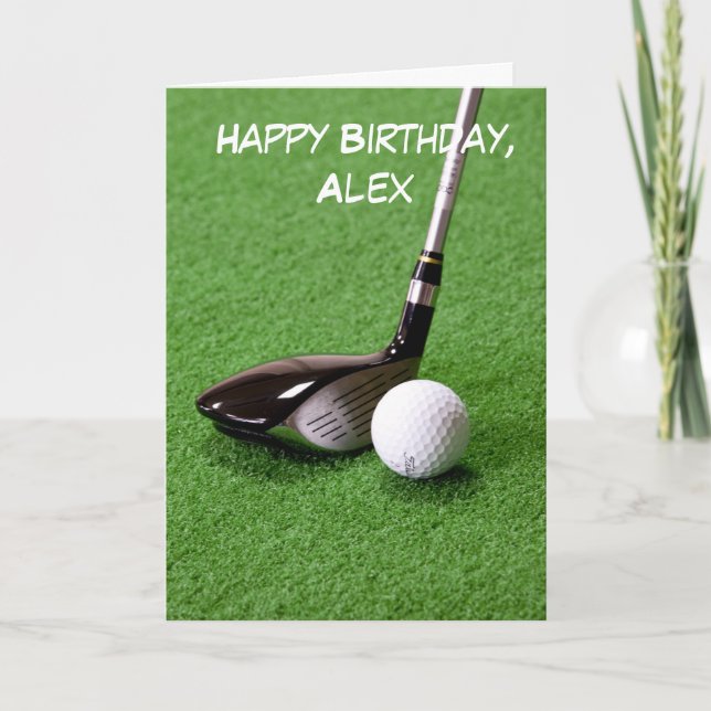 Golf Ball and Club Personalised Birthday Card (Front)