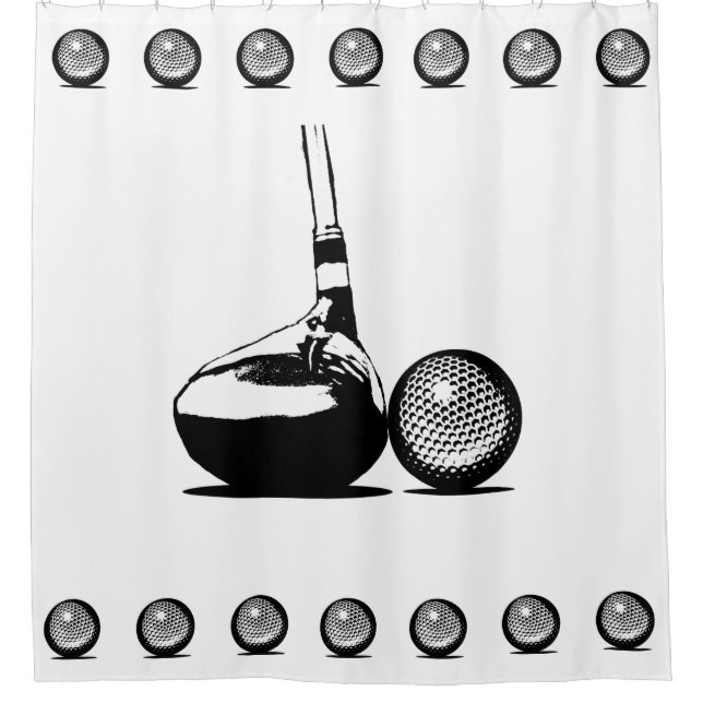 Golf Ball and Club Shower Curtain (Front)
