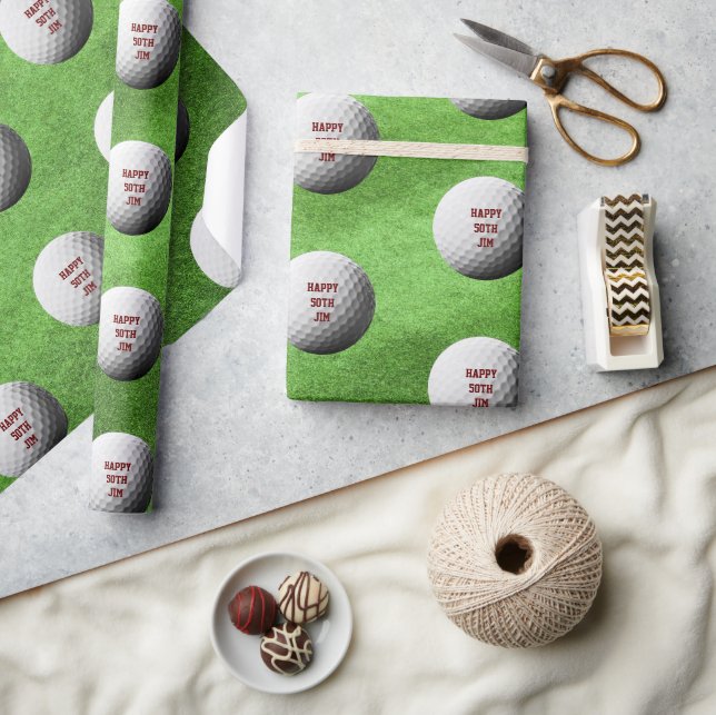 Golf Ball and Fairway Personalised Wrapping Paper (Crafts)