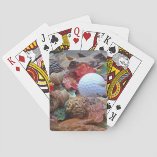 Golf Ball and fall leaves and acorns Playing Cards