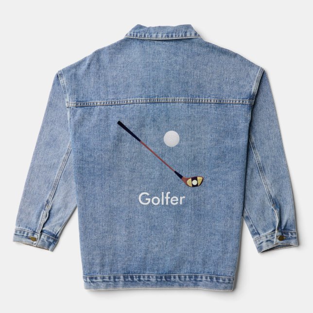 Golf Ball and Golf Club Personalised Denim Jacket (Back)