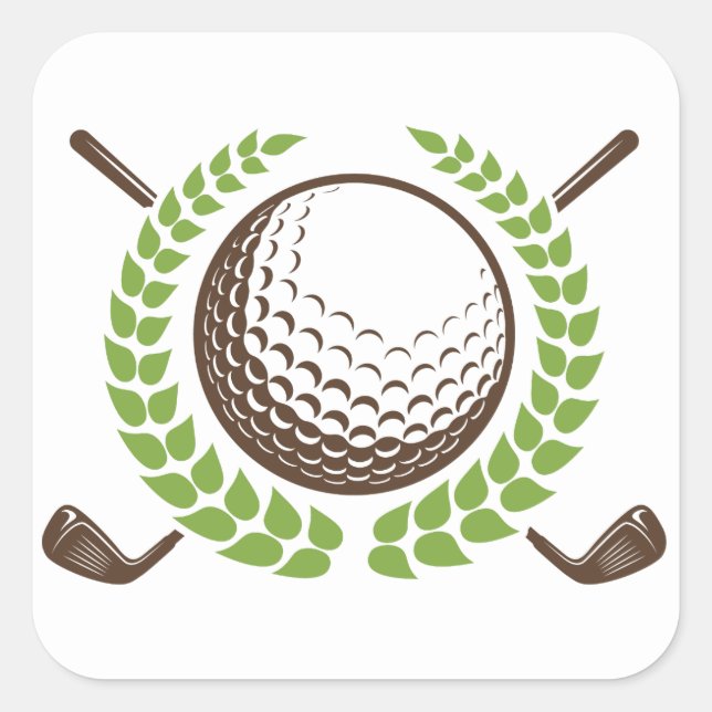 Golf Ball and Golf Clubs with Wreath Sticker (Front)