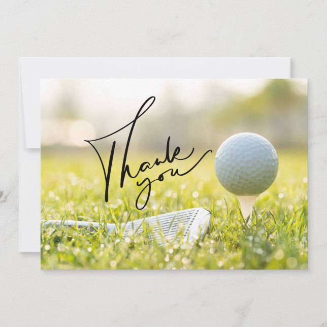 Golf ball and Iron on green Thank you card (Front)