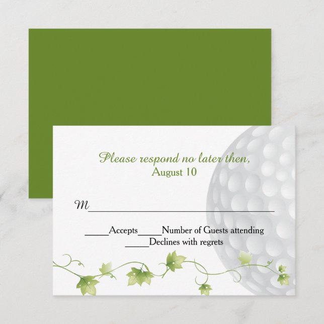 Golf Ball and Ivy Wedding RSVP Card (Front/Back)