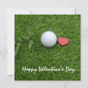 Golf ball and red heart with love Valentine's Day Holiday Card