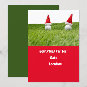 Golf ball and Santa Hat for Christmas Holiday Golf Invitation