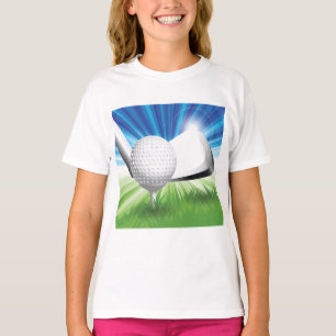 Golf Ball and Tee Girls T-Shirt